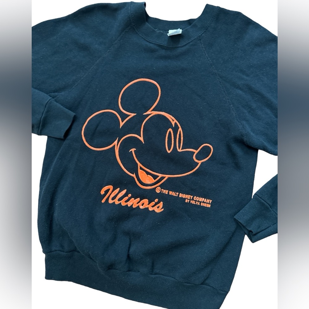 Vintage‎ Mickey Mouse Illinois Women’s Long Sleeve Sweatshirt Velva Sheen Small